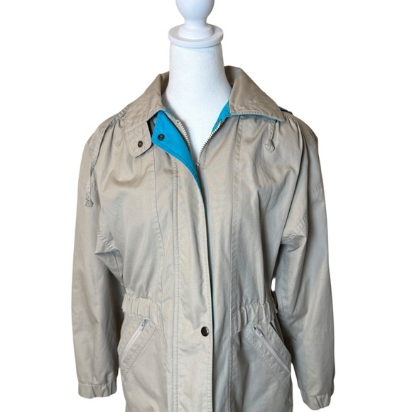 London Fog Women's All Weather Jacket Coat Hood Small Water Repellant Neutral - Picture 2 of 12